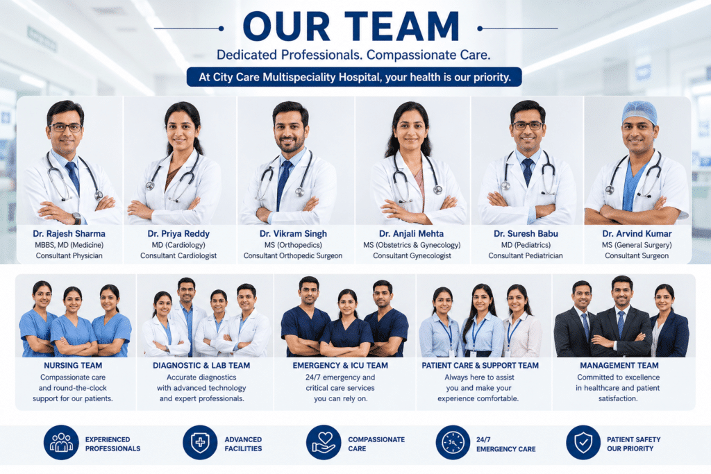 team of doctors at city care multispeciality hospitals